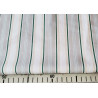 Vintage style stripes -  grey, beige, and dark green color- medium-weight cotton fabric, the fabric with measuring tape