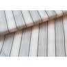 Vintage style stripes -  grey, beige, and dark green color- medium-weight cotton fabric, the fabric view with the fold