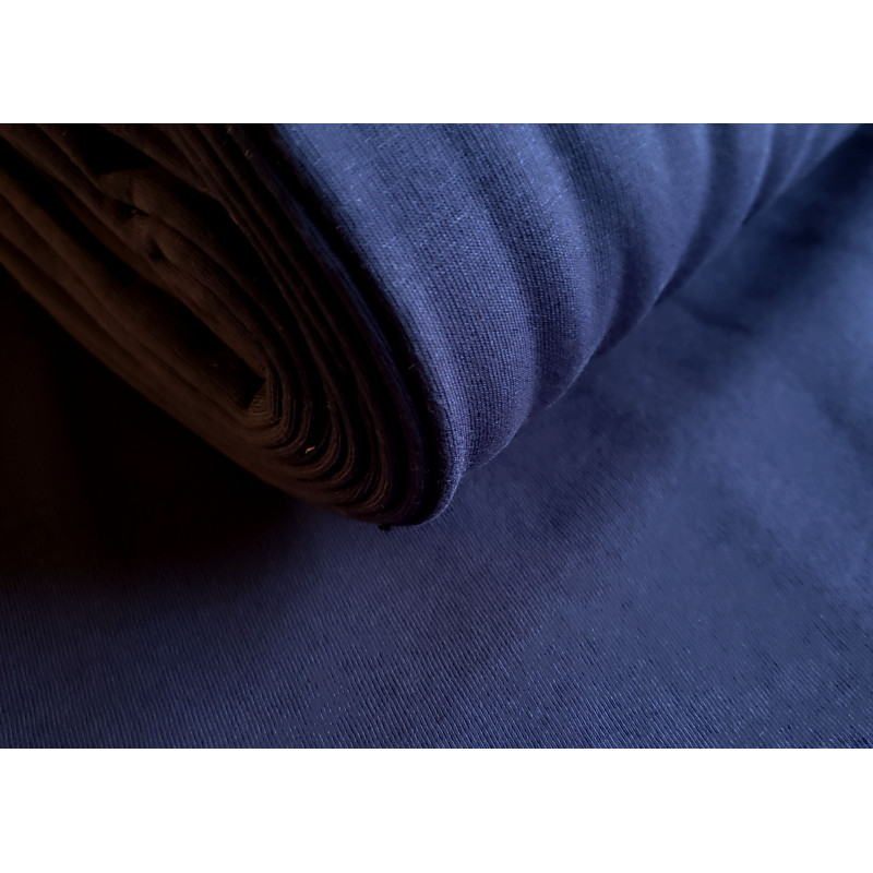 Sweatshirt jersey fabric - navy, The photo shows the roll of the fabric