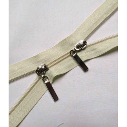 coil plastic double slider zip -  cream color - 65cm long on the white background
