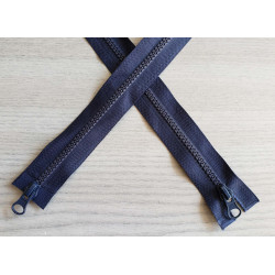 double slider chunky zip - navy color - 85cm long crossed on the table