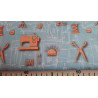 sewing elements theme -medium-weight cotton, the fabric with measuring tape