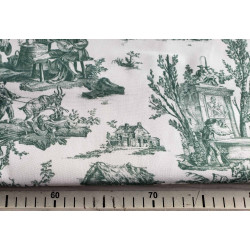 Countryside scenes Toile de Jouy-dark green