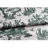 Countryside scenes Toile de Jouy-dark green, cotton canvas fabric, the frame with the folded fabric