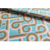 Twisted_paths_ turquoise -  Water Resistant canvas fabric, placed on the table with the fold