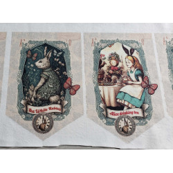 Bunting panel - Alice in Wonderland theme, close up on flags with the rabbit