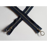 double slider nickel metal zip - navy - 90cm, crossed on the white background