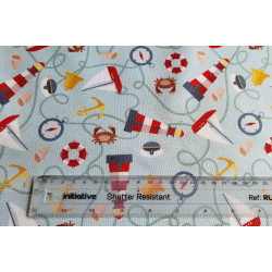 Retro beach- duck egg background fabric, the pattern with the ruler