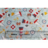 Retro beach- duck egg background fabric, the pattern with the ruler