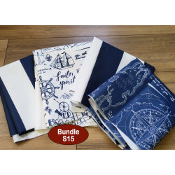 Outdoor fabric remnants bundle - nautical designs mix, 4 pieces of fabric