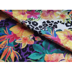 Orchids on cheetah spots - water-resistant canvas fabric, set of two patterns