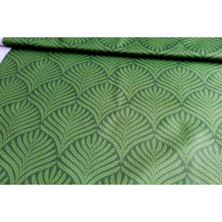 Water-resistant canvas fabric - Fern Damask, the fabric on the roll with the fold across the shot