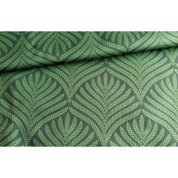 Water-resistant canvas fabric - Fern Damask, the fabric on the roll with the fold across the shot