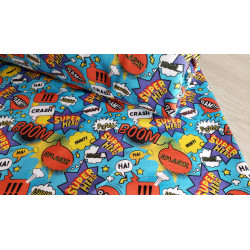 Super Hero comic - single jersey , the fabric with the fold placed across the table