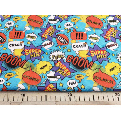 Super Hero comics - single jersey, the fabric with measuring tape