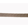 Cotton gimp trim 20mm wide in dark beige color, detail of the braid on the white background