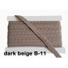 Cotton gimp trim 20mm wide in dark beige color, full reel on the white background