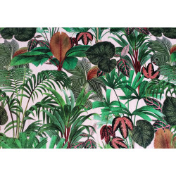 Palm paradise - beige background, printed velvet fabric, capture on full width of the fabric