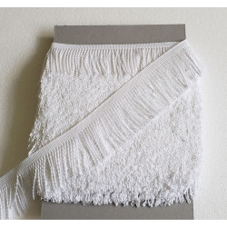 bullion fringe, 60mm wide, white color, full reel placed on the white backghround