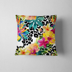 Outdoor cushion - Orchids on cheetah spots - white on the white background