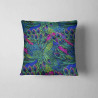 Outdoor square cushion - peacock feathers. The cushion is placed on the white background
