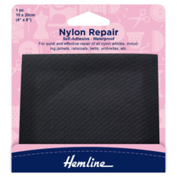 Nylon Repair Patch - self-adhesive - black on a white background