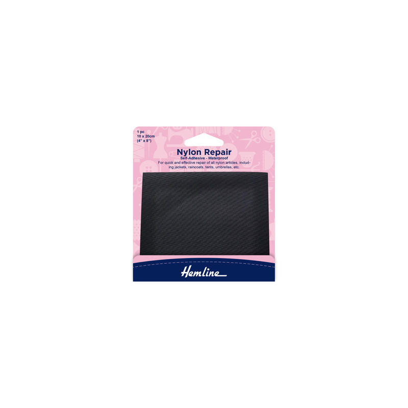 Nylon Repair Patch - self-adhesive - black on a white background