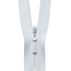 closed-end invisible zip- white - 41cm YKK, placed on a white background