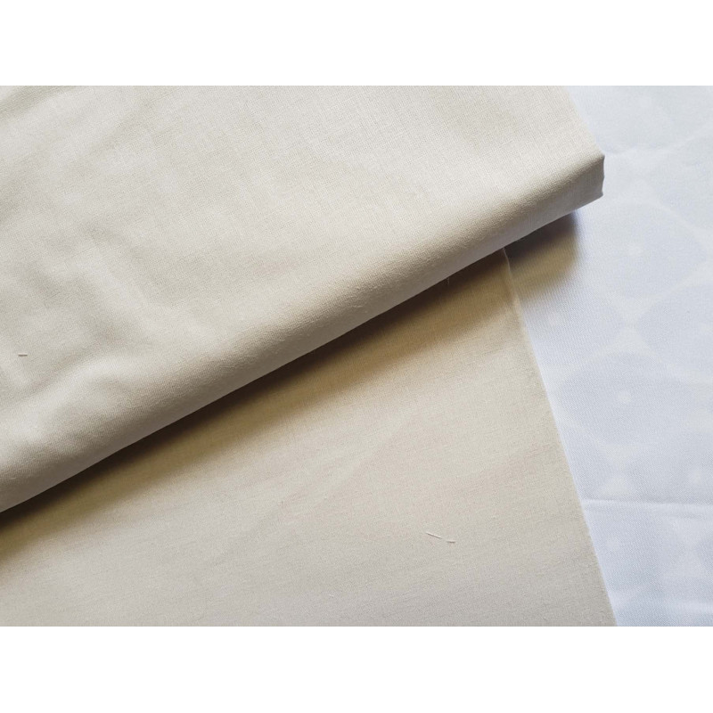 medium-weight cotton fabric -  light dove grey color, the fabric with the fold, placed across the frame