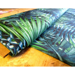 Water-resistant canvas fabric - Palm Leaves - remnant 35/125 cm