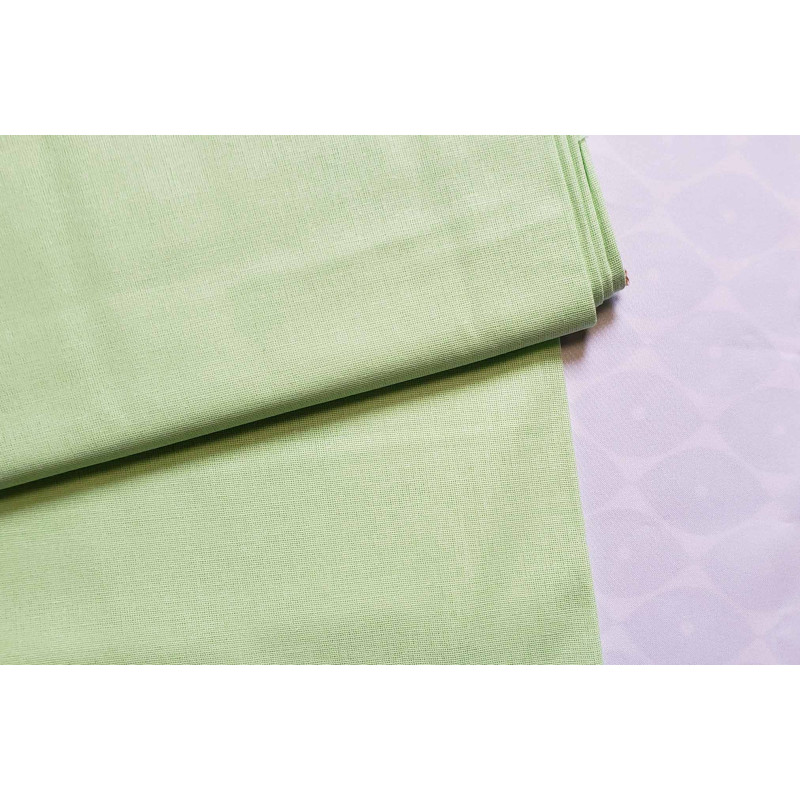 medium-weight cotton fabric -  light green color, the fabric with the fold, placed across the frame