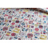 vintage sewing design fabric, the fabric with the fold across the frame