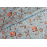 sewing machines - orange design fabric, the fabric with the fold across the frame