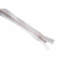 invisible zip cream - 40cm long, across the frame on a white background