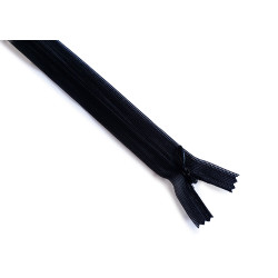 closed-end invisible zip- black - 22 cm long, placed on a white background