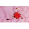 Embroidered soft tulle fabric - 3D effect- red- close-up on detail