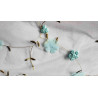 Embroidered soft tulle fabric - 3D effect- light blue