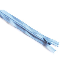invisible zip light blue - 40cm long, across the frame on a white background