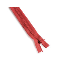 closed-end invisible zip- red - 18cm, placed on a white background