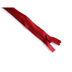 closed-end invisible zip- red - 40cm, placed on a white background