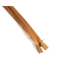 closed-end invisible zip - caramel- 18cm, placed on a white background