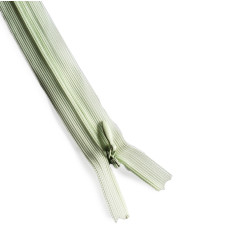 closed-end invisible zip - pale green - 18cm, placed on a white background