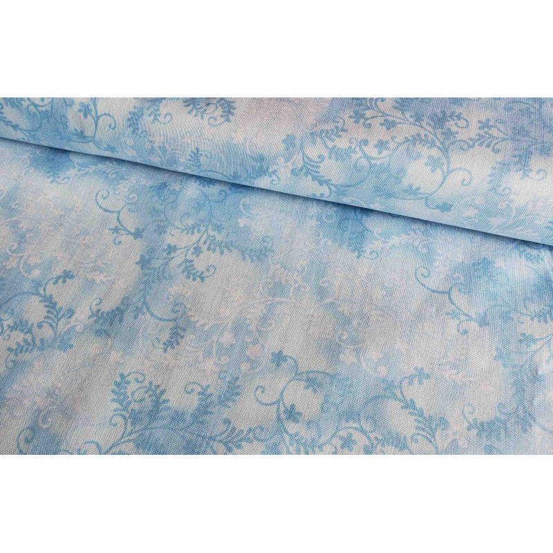 Mystic Vine cotton - soft handle - blue color, the fabric with the fold across the frame