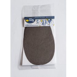 Iron-on cotton elbow patches - darker blend grey color, placed on a white background