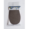 Iron-on cotton elbow patches - darker blend grey color, placed on a white background