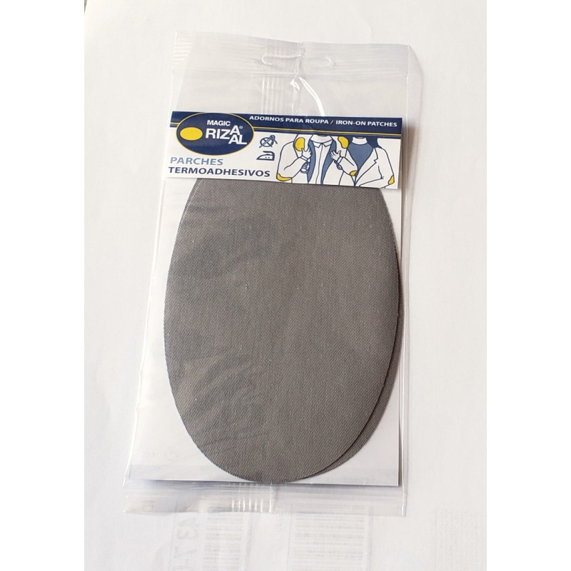 Iron-on cotton elbow patches - grey