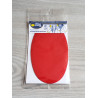 Iron-on cotton elbow patches - red on a grey table