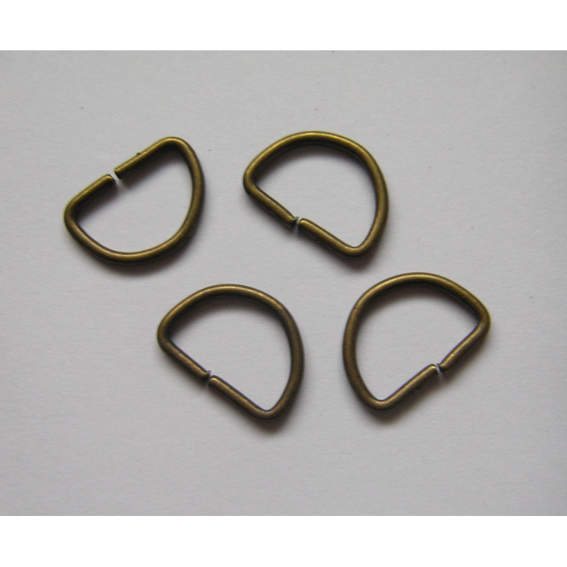  Metal  D ring - 15mm - antique brass