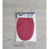 Iron-on cotton elbow patches - raspberry on a grey table