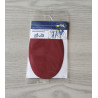 Iron-on cotton elbow patches - burgundy on a grey table